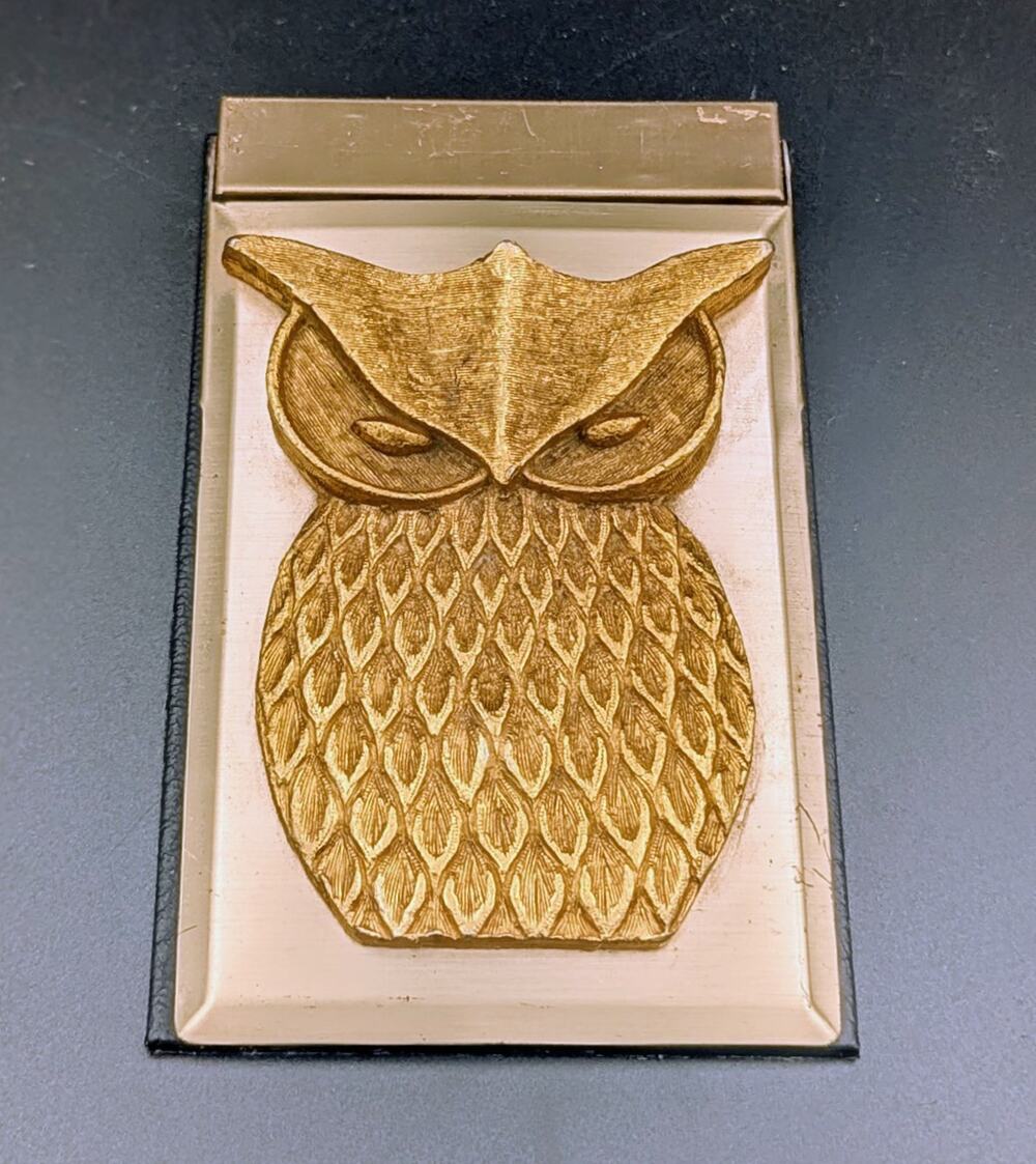 Vintage Owl Desk Paper Holder — Retro Brass000000000000000000000